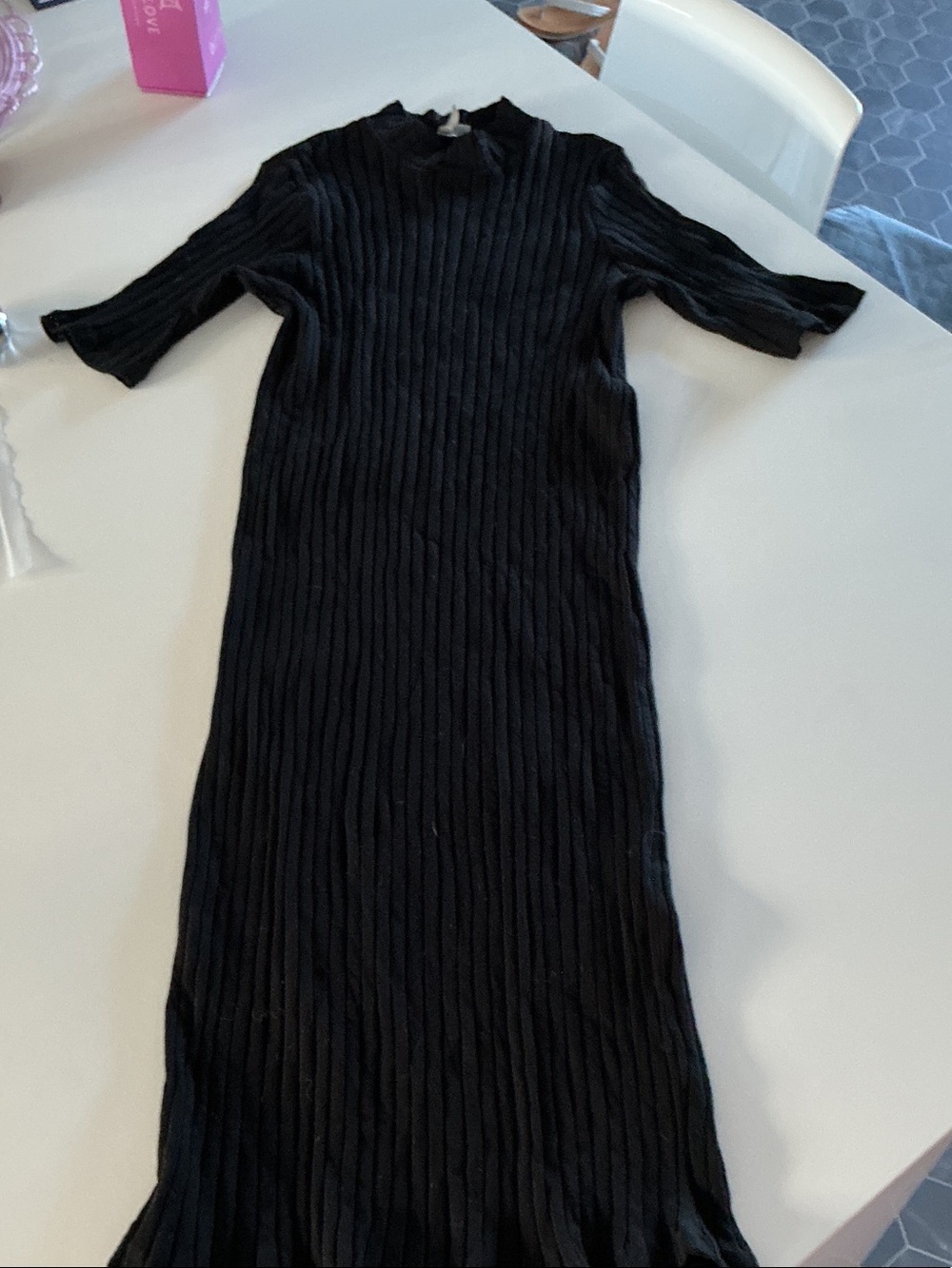 Black Ribbed Midi Dress - Women's Classic Knit